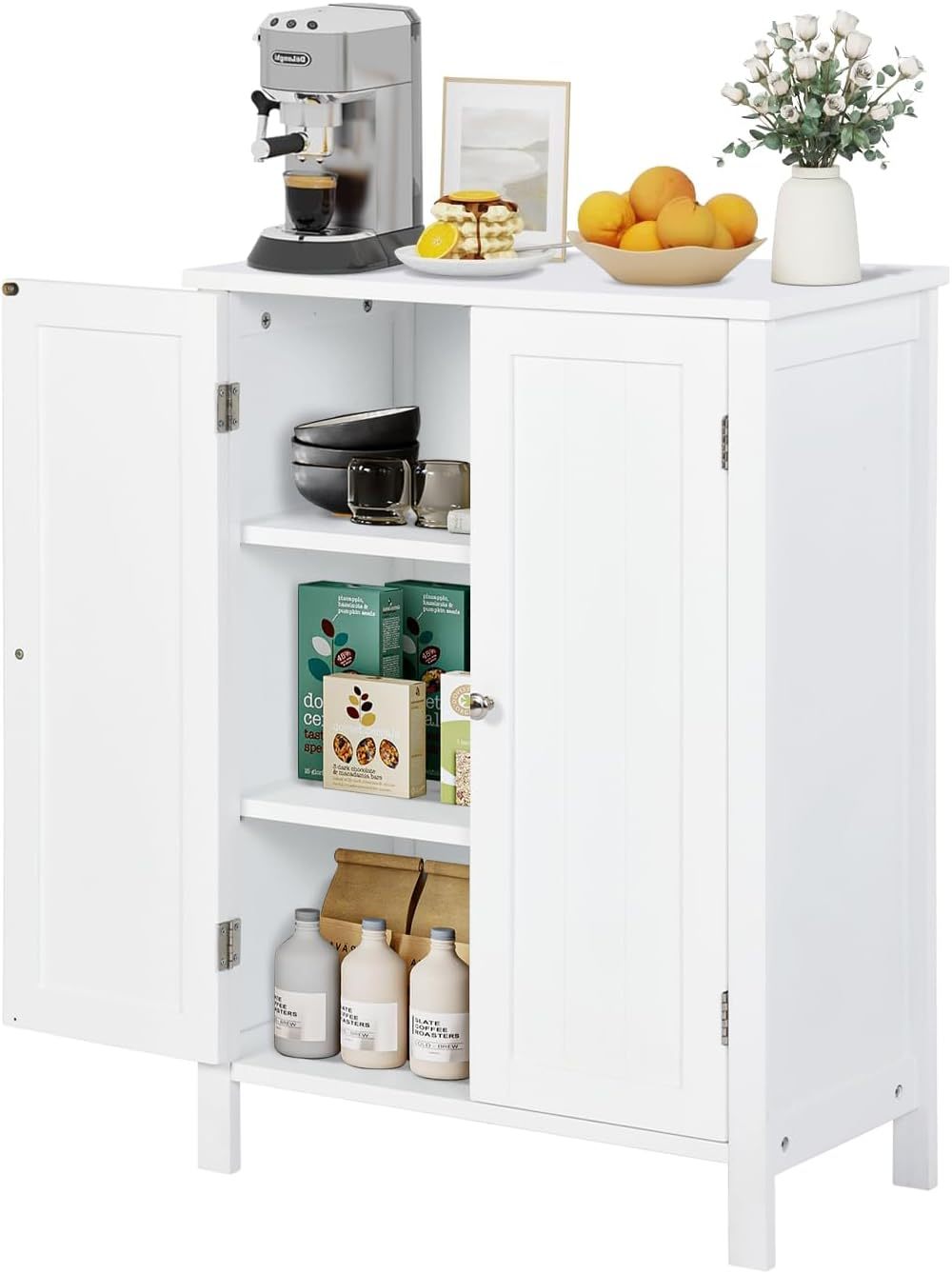 Gabinete de Almacenamiento para Piso de Baño con Puerta Doble, Estante