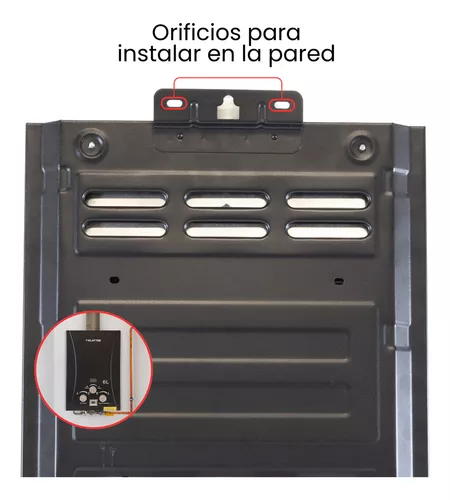 Calentador De Paso Instantáneo 6l Agua A Gas Glp Eliminador Color Negro