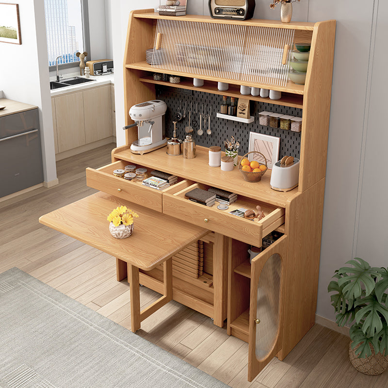 Gabinete de cocina con mesa de comedor de doble hoja abatible y 4 sillas plegables