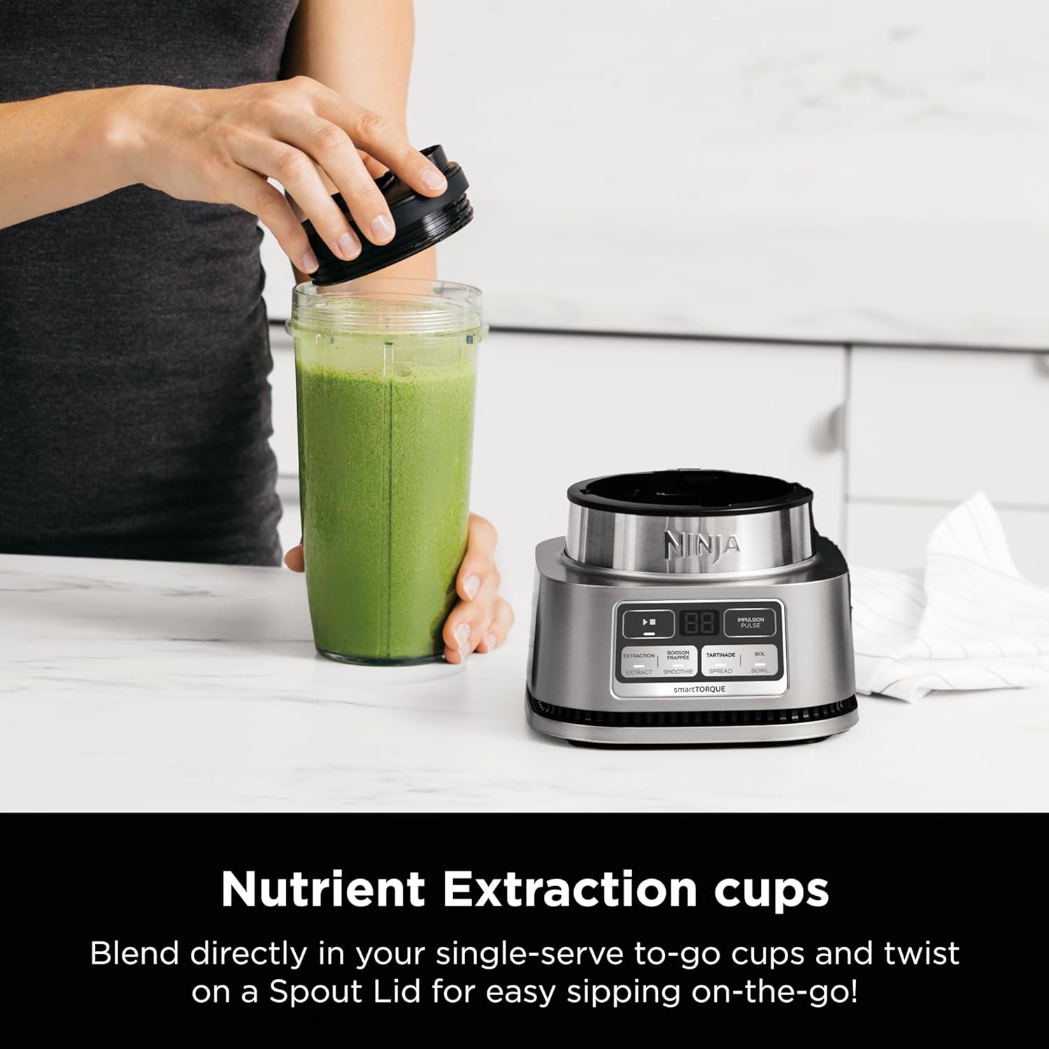 Ninja - Extractor nutricional, licuadora personal con 2 vasos + 2 batidoras SS101