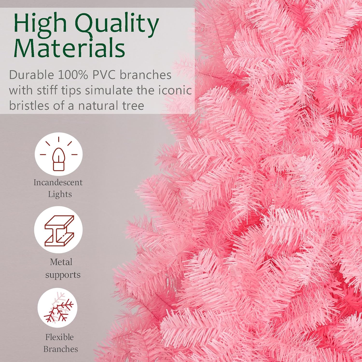 KTKDE Árbol de Navidad artificial de abeto de 7 pies, árbol de Navidad verde realista con 1.450 puntas de árbol, 300 postes de luz LED alimentados por pilas, pentáculo dorado de 7.8 pulgadas, perfecto