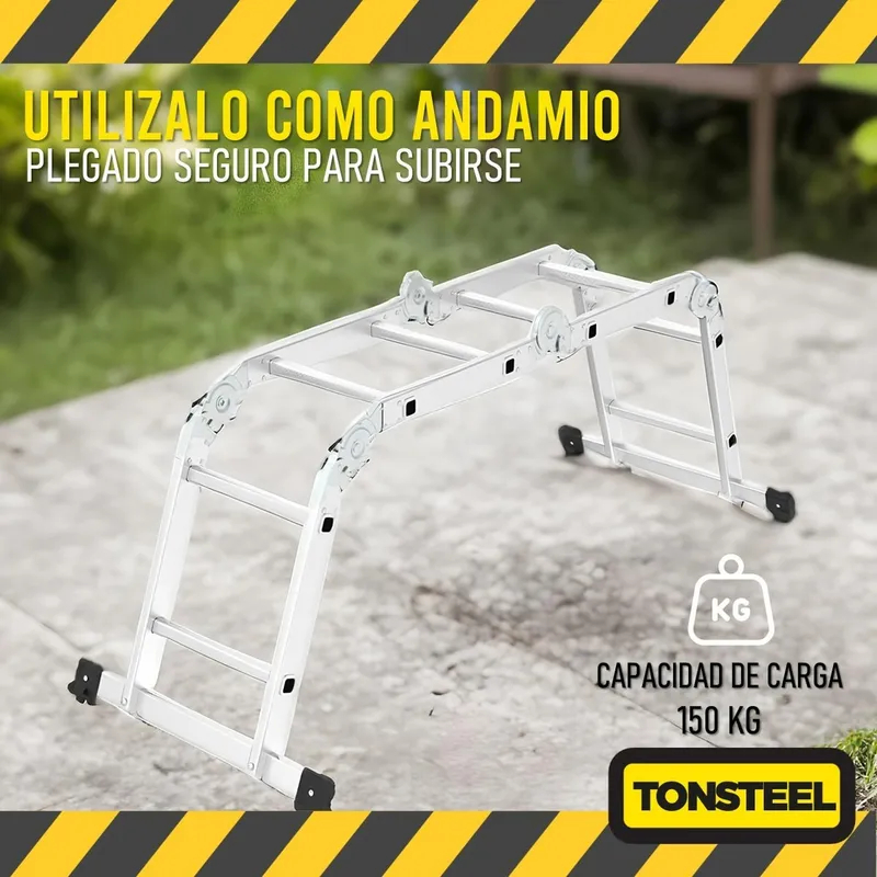 Escalera Multiuso Aluminio 2,4 Mts Plegable Resistente 3en1