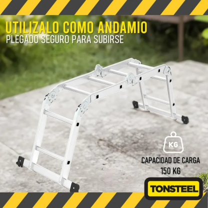 Escalera Multiuso Aluminio 2,4 Mts Plegable Resistente 3en1