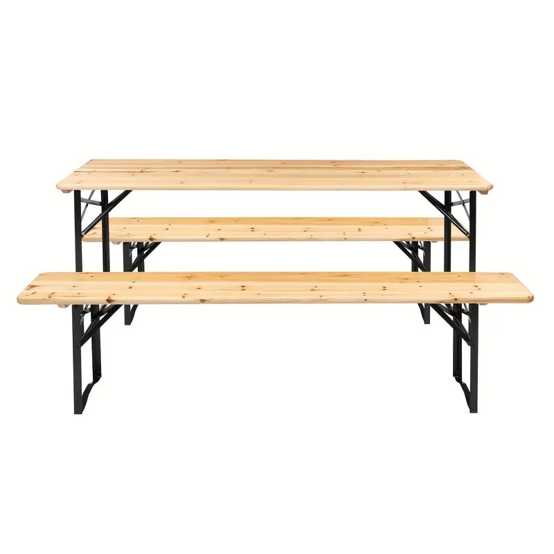 Conjunto De Mesa Y Banco Plegable De Dos Patas, Mesa De Picnic Con Tapa De Madera Plegable, Conjunto De Muebles De Exterior De Madera Maciza Para Actividades Al Aire Libre Y Jardín