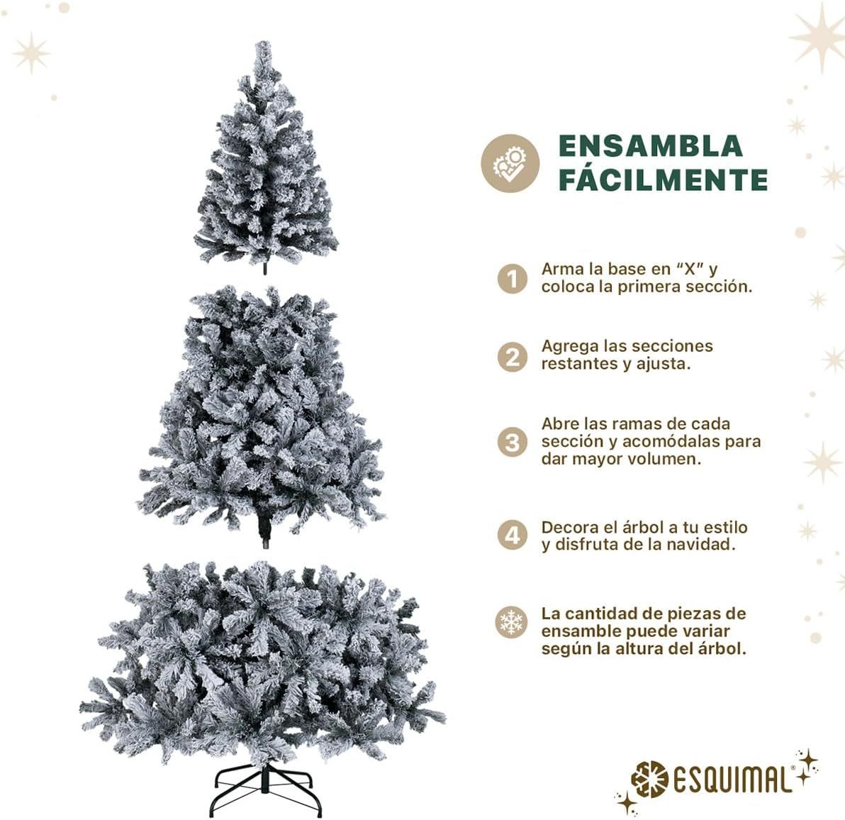 ESQUIMAL Árbol de Navidad Frondoso con Ramas Escarchadas, Pino Navideño (Azul Nevado, 1.8 m)