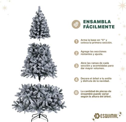 ESQUIMAL Árbol de Navidad Frondoso con Ramas Escarchadas, Pino Navideño (Azul Nevado, 1.8 m)