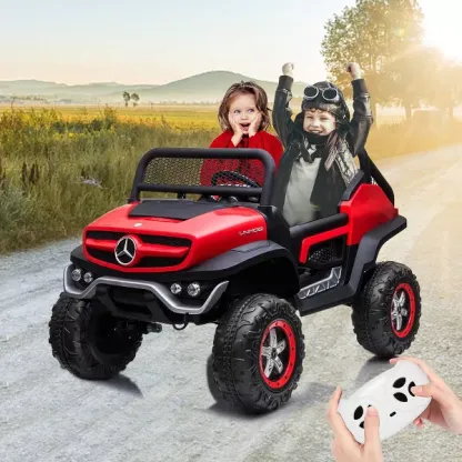 Camión de paseo de 24V para niños, coche eléctrico de 2 plazas con licencia Mercedes Benz para niños pequeños, juguete para montar con Control remoto