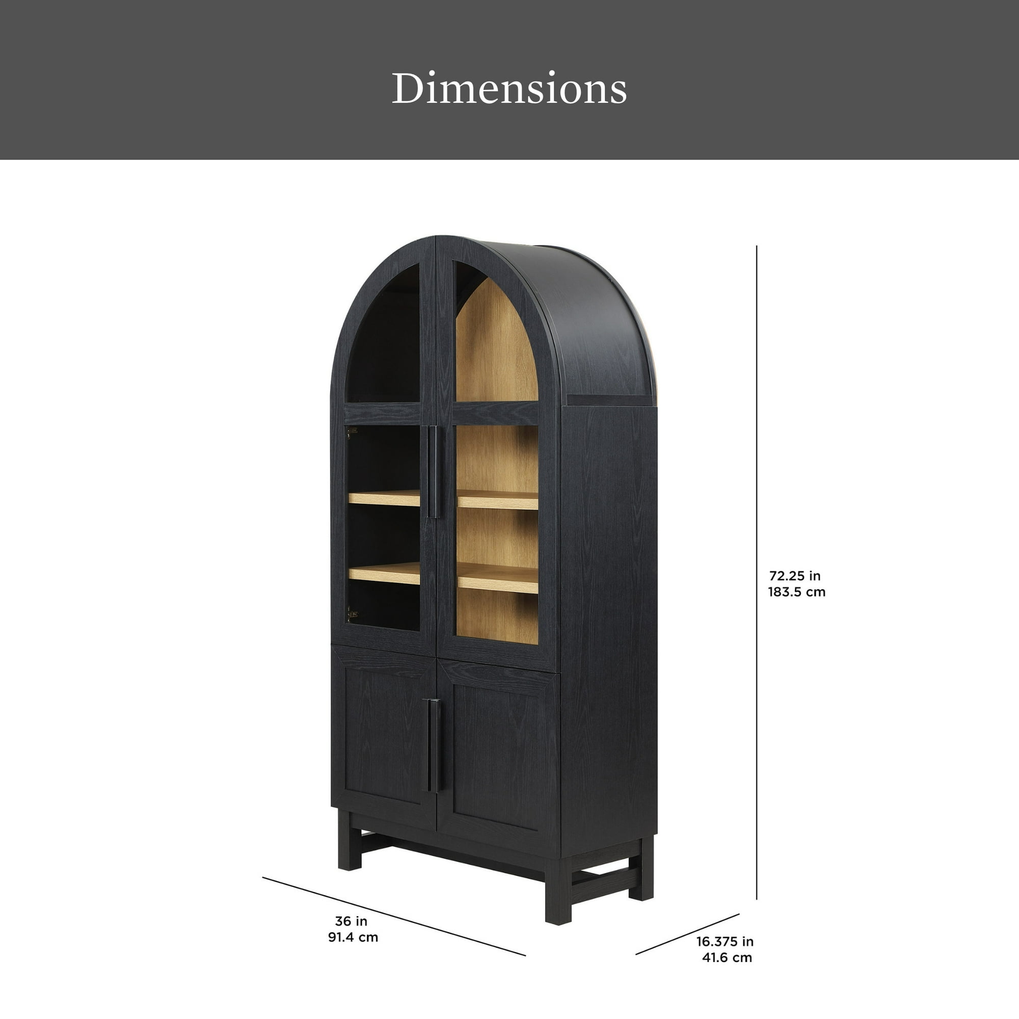 Gabinete de cocina Juliet de arco redondeado, negro intenso, de Better Homes & Gardens