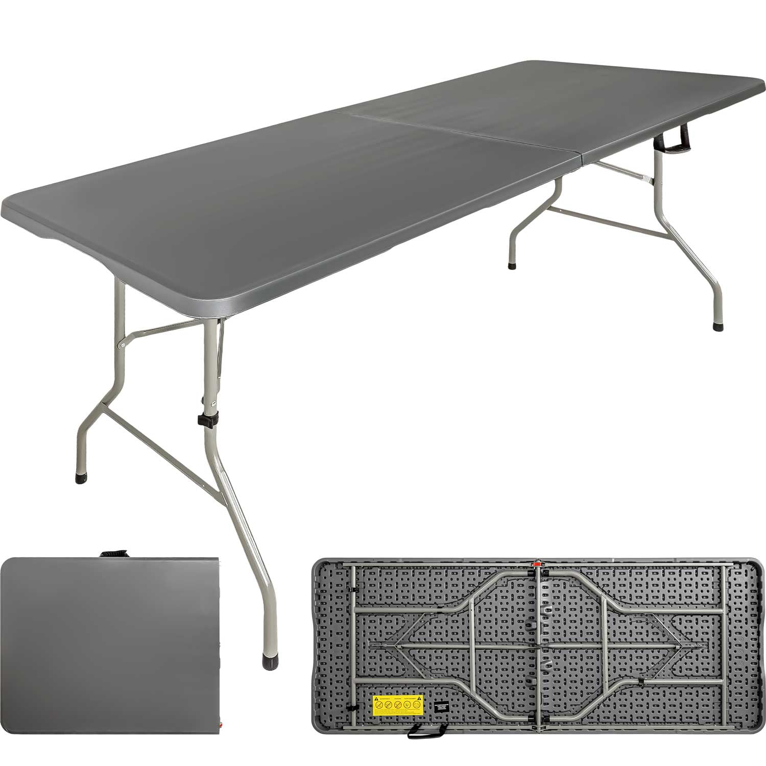 Mesa plegable 1,80m combinada jardín exterior camping gris
