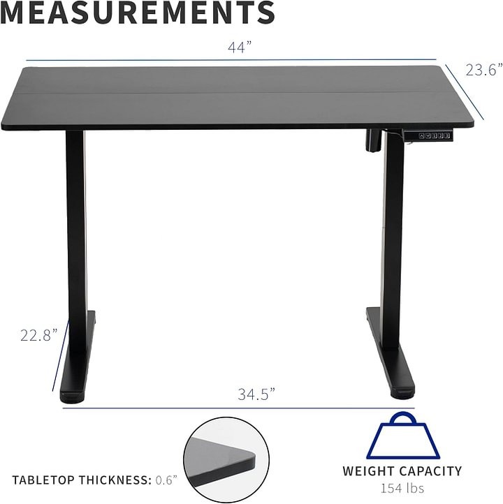 Vivo Escritorio eléctrico de 140cm x 61cm para Estar de pie, estación de Trabajo Completa para el hogar y la Oficina con Altura Ajustable, Controlador de Memoria, Negro, DESK-E155TB