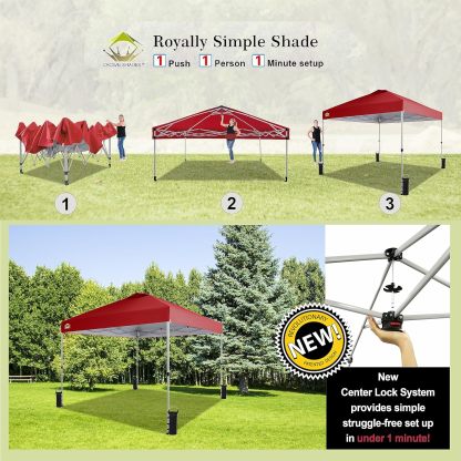 CROWN SHADES - Toldo desplegable para la Playa, fácil de armar, para el Aire Libre, Eventos, Fiestas, Campamento, Cubierta STO-N-Go, Parte Superior recubierta de Plata, 10 x 10 Pulgadas, Blanco