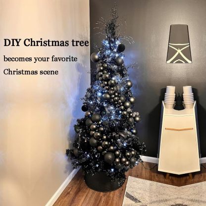 KTKDE Árbol de Navidad artificial de abeto de 7 pies, árbol de Navidad verde realista con 1.450 puntas de árbol, 300 postes de luz LED alimentados por pilas, pentáculo dorado de 7.8 pulgadas, perfecto