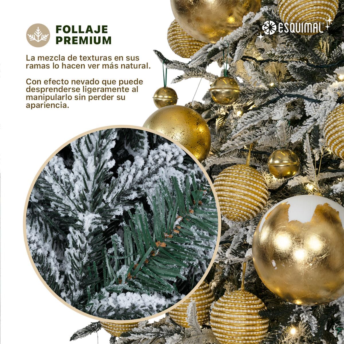 ESQUIMAL Árbol de Navidad Escarchado Ramas PVC y PE, Cedro del Himalaya Frondoso (Verde Nevado, 1.8 m)