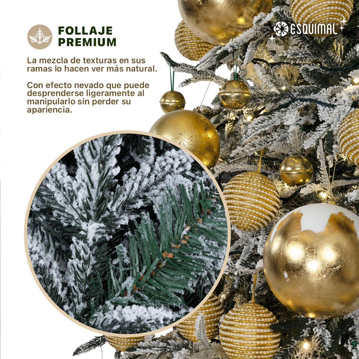 ESQUIMAL Árbol de Navidad Escarchado Ramas PVC y PE, Cedro del Himalaya Frondoso (Verde Nevado, 1.8 m)