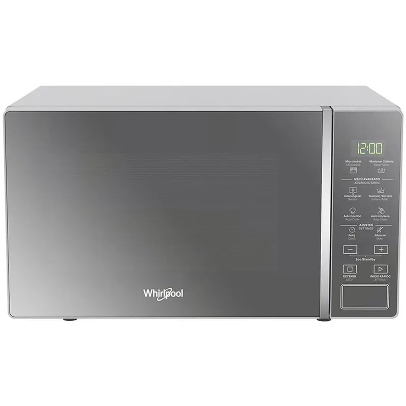 Microondas whirlpool 20lt silver acabado en espejo