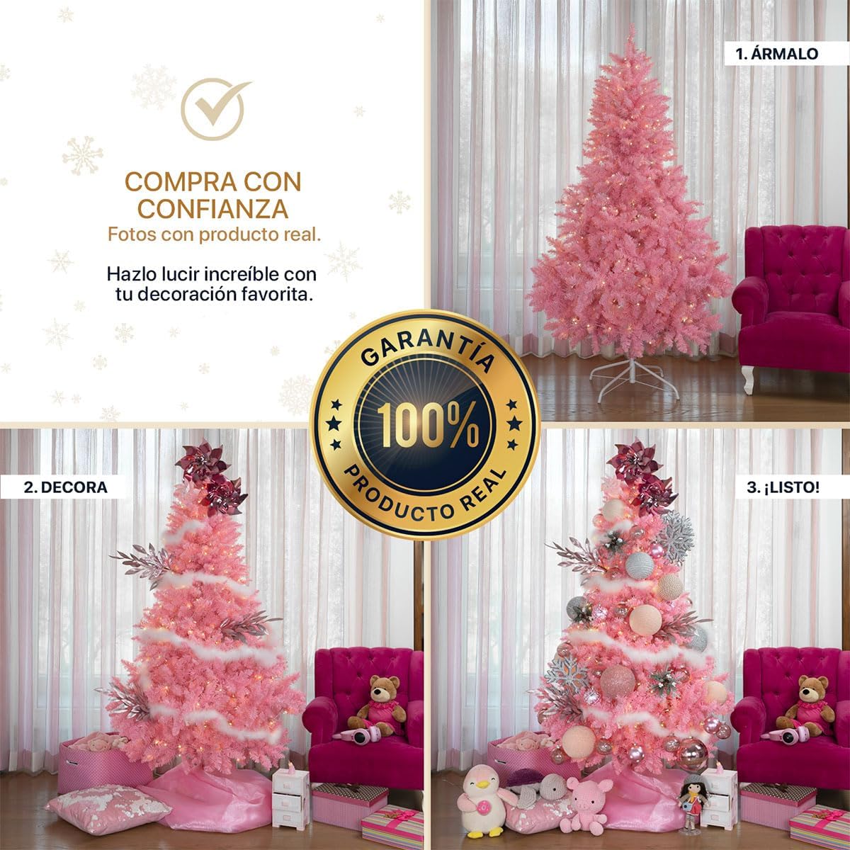 ESQUIMAL Árbol de Navidad Frondoso Pino Navideño Plegable, Cedro del Himalaya (Verde, 2.2 m)