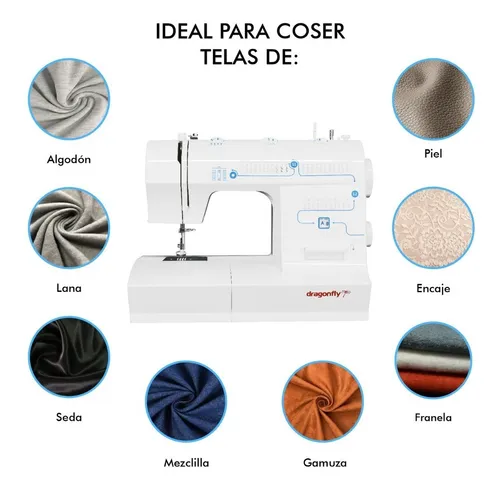 Maquina Coser Recta 33 Puntadas Agujas Luz Led Domestica Color Blanco