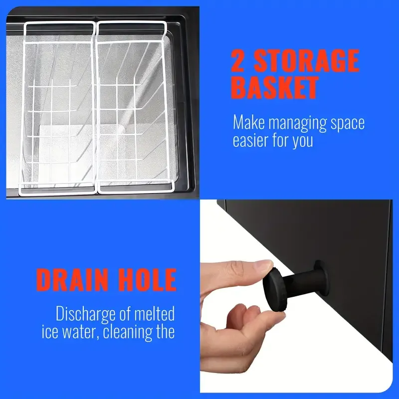 CONGELADOR VERTICAL DEMULLER 5.0 CU.FT. Congelador superior de apertura superior Congelador compacto Congelador arcón con cesta de almacenamiento extraíble para cocina doméstica Garaje