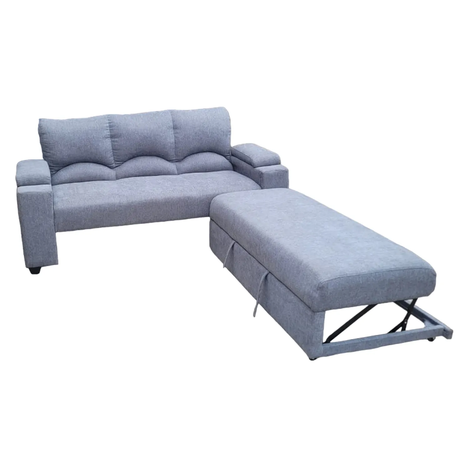 SOFA CAMA FUNCIONAL 2 PZ DECO LINO GRIS OSCURO