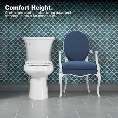 Inodoro de 2 piezas con cierre suave y altura de silla alargada blanca KOHLER Elliston WaterSense empotrable de 12 pulgadas, 1,28 GPF