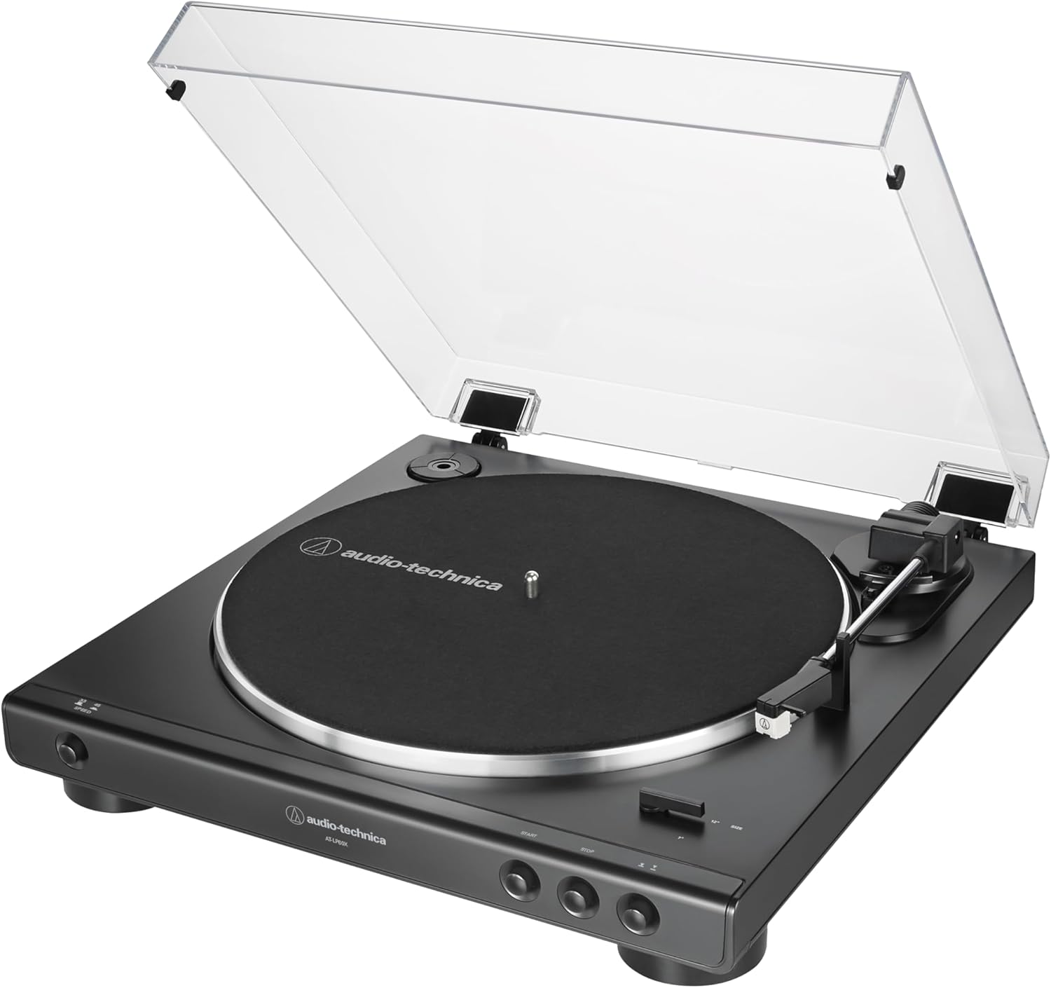 Audio-Technica - Tocadiscos AT-LP60X-BK totalmente automático con transmisión por correa, velocidades de 33/45 RPM (negro)