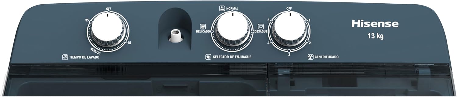 Hisense WSA1102PCN Lavadora Semiautomätica Doble Tina 11 Kg, Blanco/Gris