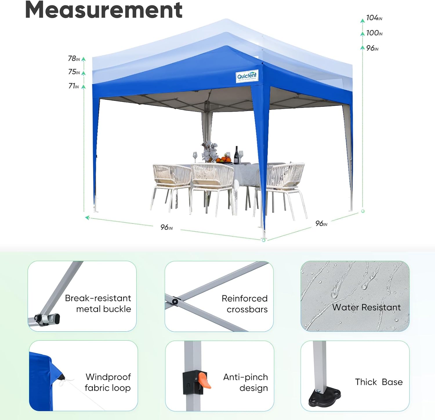 Quictent - Tienda de campaña desplegable de privacidad de 10 x 10 pulgadas con paredes laterales y ventanas ventiladas enrollables, configuración para una persona, fácil refugio para eventos