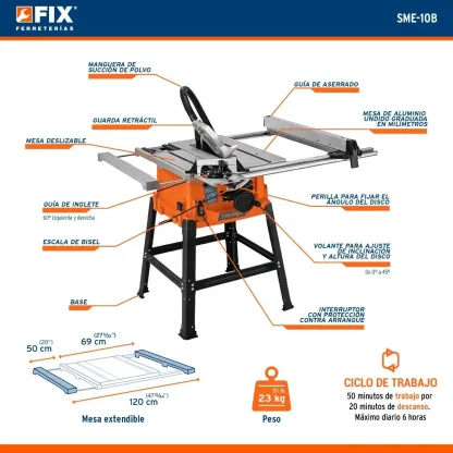 Sierra de mesa 10'' 2 1/2 HP Truper SME-10B