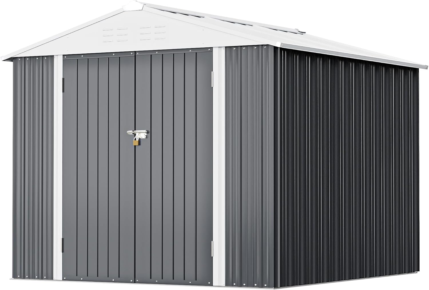 Greesum - Cobertizo de almacenamiento de metal para exteriores, 5 pies x 3 pies, herramienta de acero para cobertizo de almacenamiento con puerta y cerradura, para patio trasero, jardín, patio, césped (5 x 3 pulgadas), color café