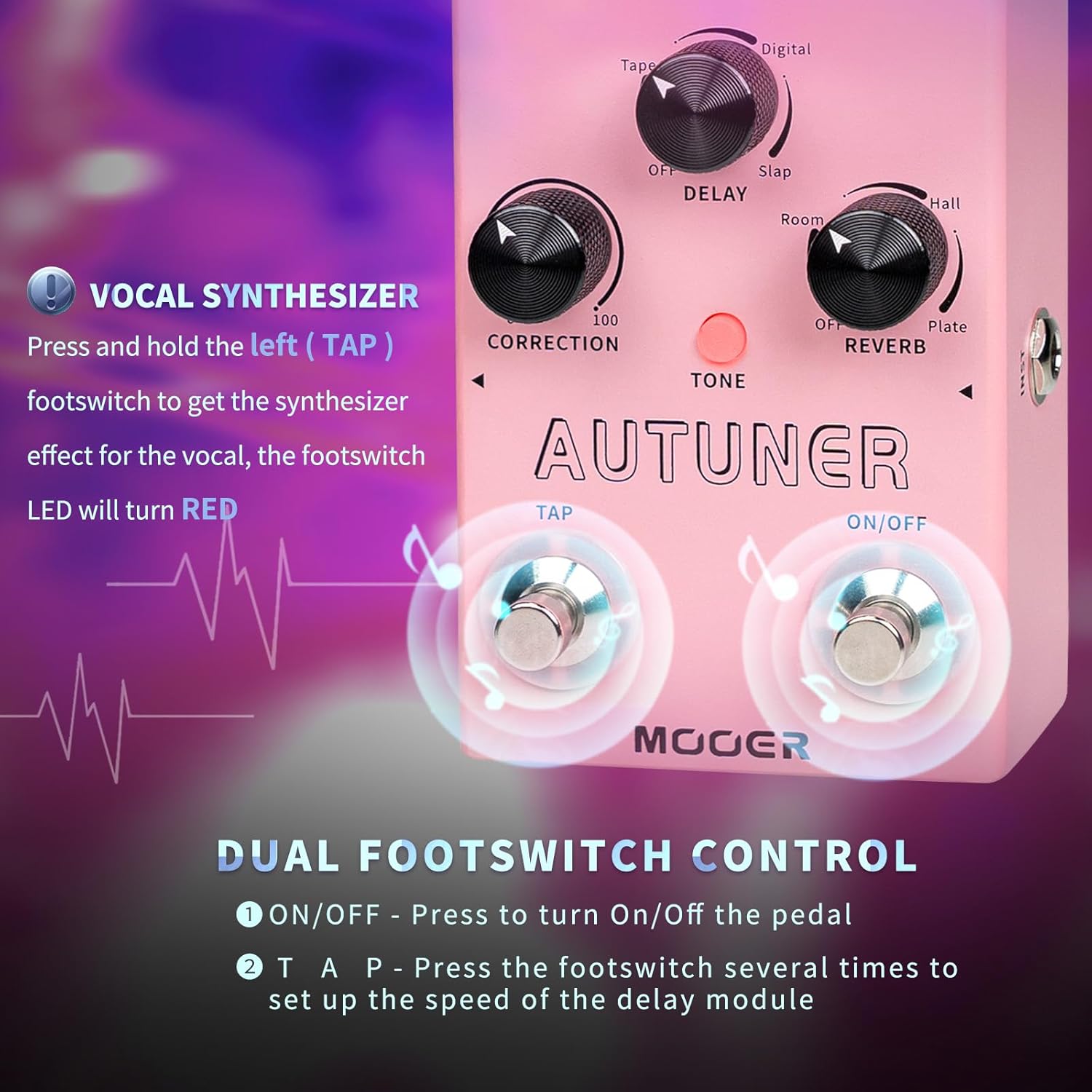 MOOER Harmonier - Procesador de efectos vocales para guitarra, pedal vocal, micrófono para grabación de transmisión en vivo (MVP2)