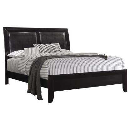 CAROLINE Eastern King Upholstered Panel Bed Black