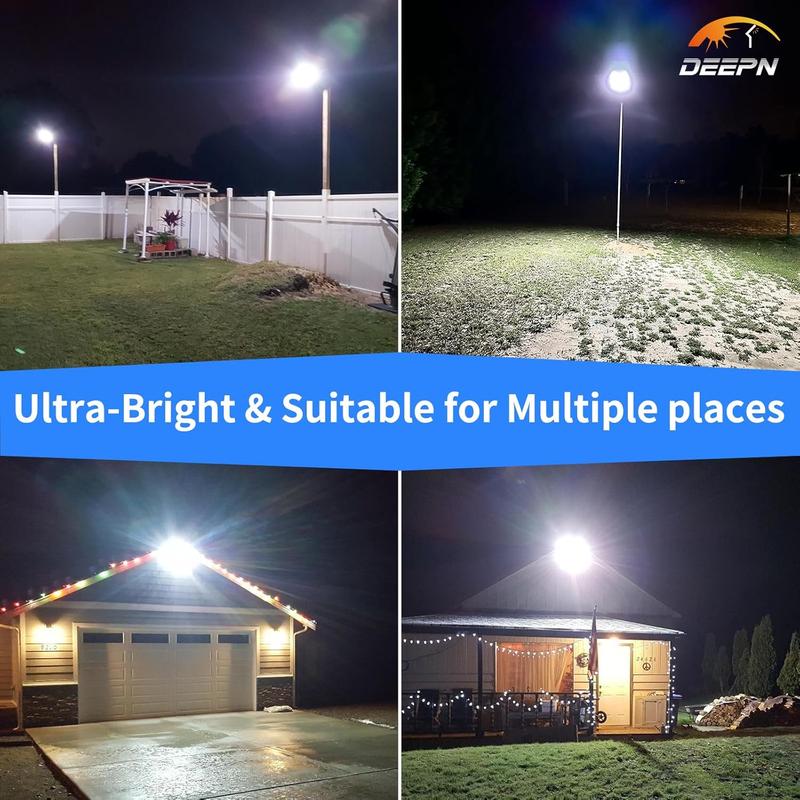 Farola solar con 750 LED, resistente al agua IP66, lámpara LED para exteriores con sensor de movimiento y control remoto, iluminación para jardines y patios (encendido automático al anochecer).