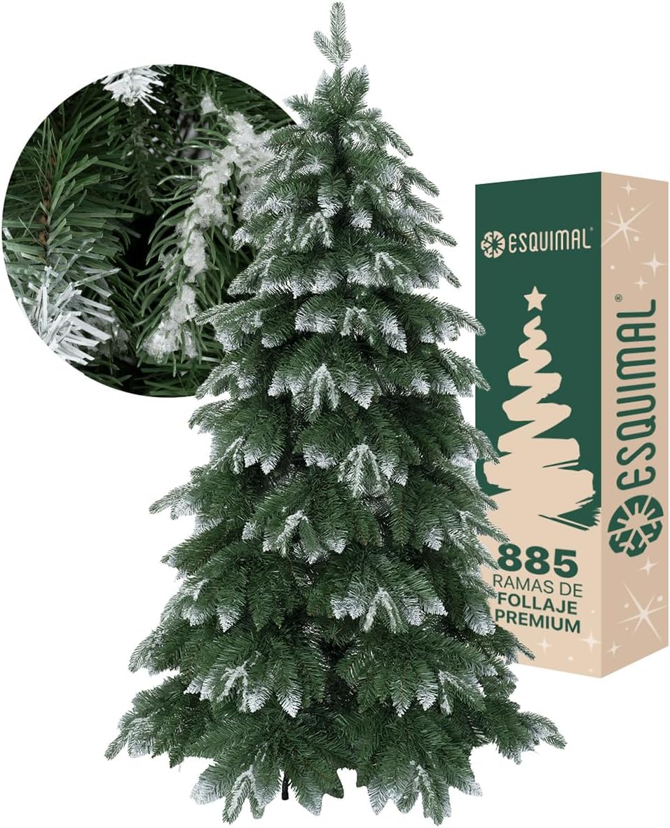 ESQUIMAL Árbol de Navidad Escarchado Follaje Mixto, Pino Navideño con Nieve Artificial (Verde Puntas Nevadas, 1.80 m)