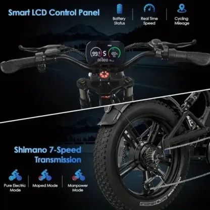 Bicicleta eléctrica con neumáticos gruesos Bicicleta eléctrica con motor sin escobillas de 750 W, batería extraíble duradera de 48 V y 15 Ah, velocidad máxima de 20 mph, adecuada para deportes al aire libre y campamentos