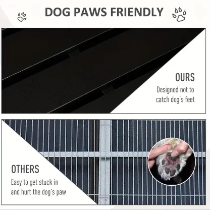 Jaula para perros de alta resistencia, jaula-kennel, techo grande, parque de juegos de metal resistente, adecuado para perros de tamaño grande y mediano, con cuatro cierres resistentes y cuatro ruedas bloqueables, 45 "/ negro
