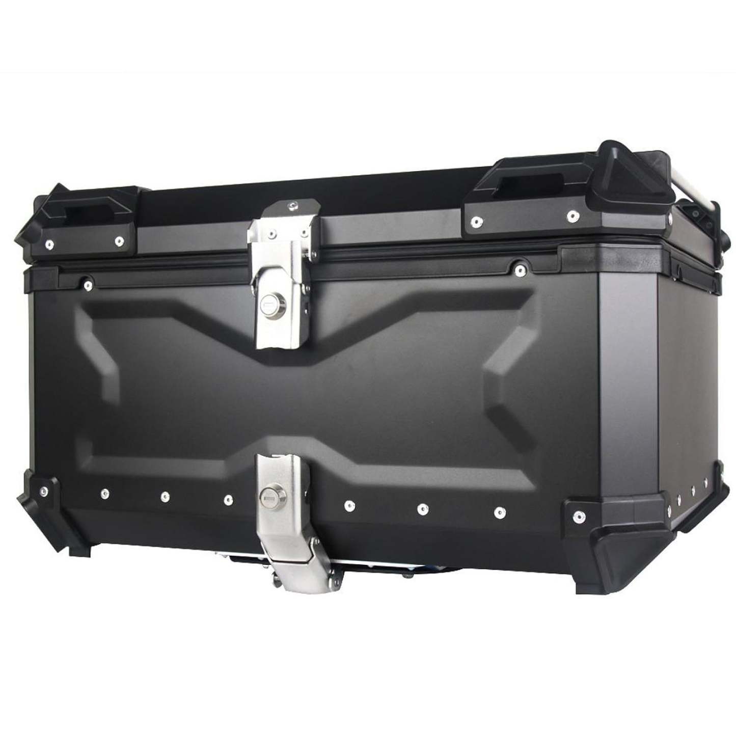 Baúl de motocicleta genérico, caja trasera, organizador de aluminio a prueba de golpes, caja para casco, baúl de almacenamiento de equipaje para 45L Plata