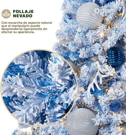 ESQUIMAL Árbol de Navidad Frondoso con Ramas Escarchadas, Pino Navideño (Azul Nevado, 1.8 m)