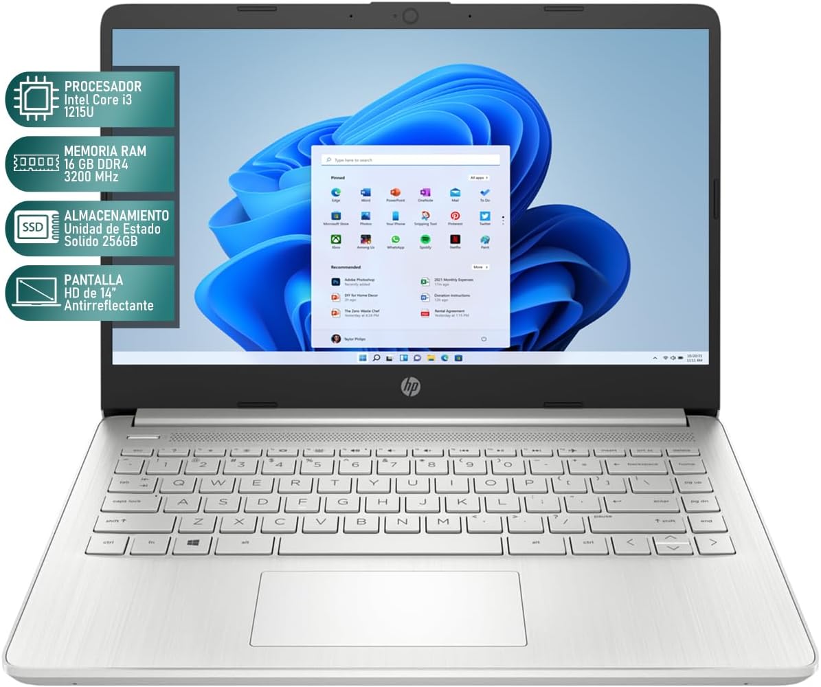 HP Laptop 15 Intel Core i5 1235U 16GB RAM 256GB SSD 15.6" Windows 11 Home Teclado en Ingles + Mouse DXT