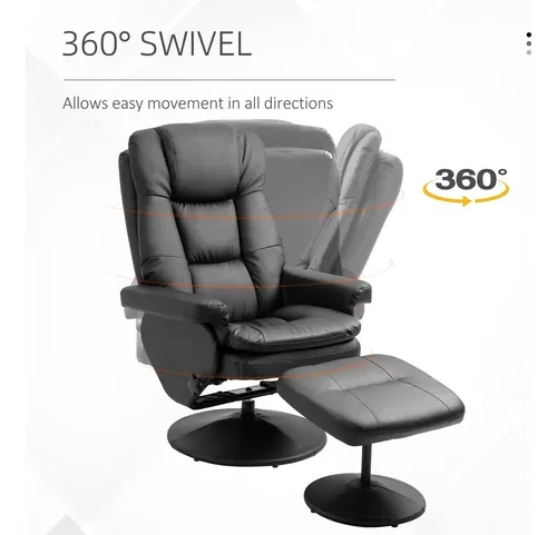 Homcom Sillón Reclinable Giratorio Con Otomana Piel Sintétic