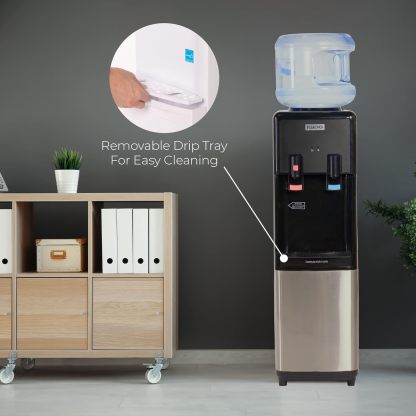 Igloo - Dispensador de agua fría y caliente de carga superior, enfriador de agua para botellas de 5 galones y botellas de 3 galones, incluye cerradura de seguridad para niños, máquina de agua perfecta