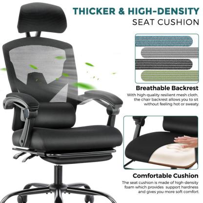 🔥Limited stock Only $29.9 today🎁Ergonomic Office Chair with Foot Rest and Adjustable Headrest, Mesh Swivel Rolling Task Chair