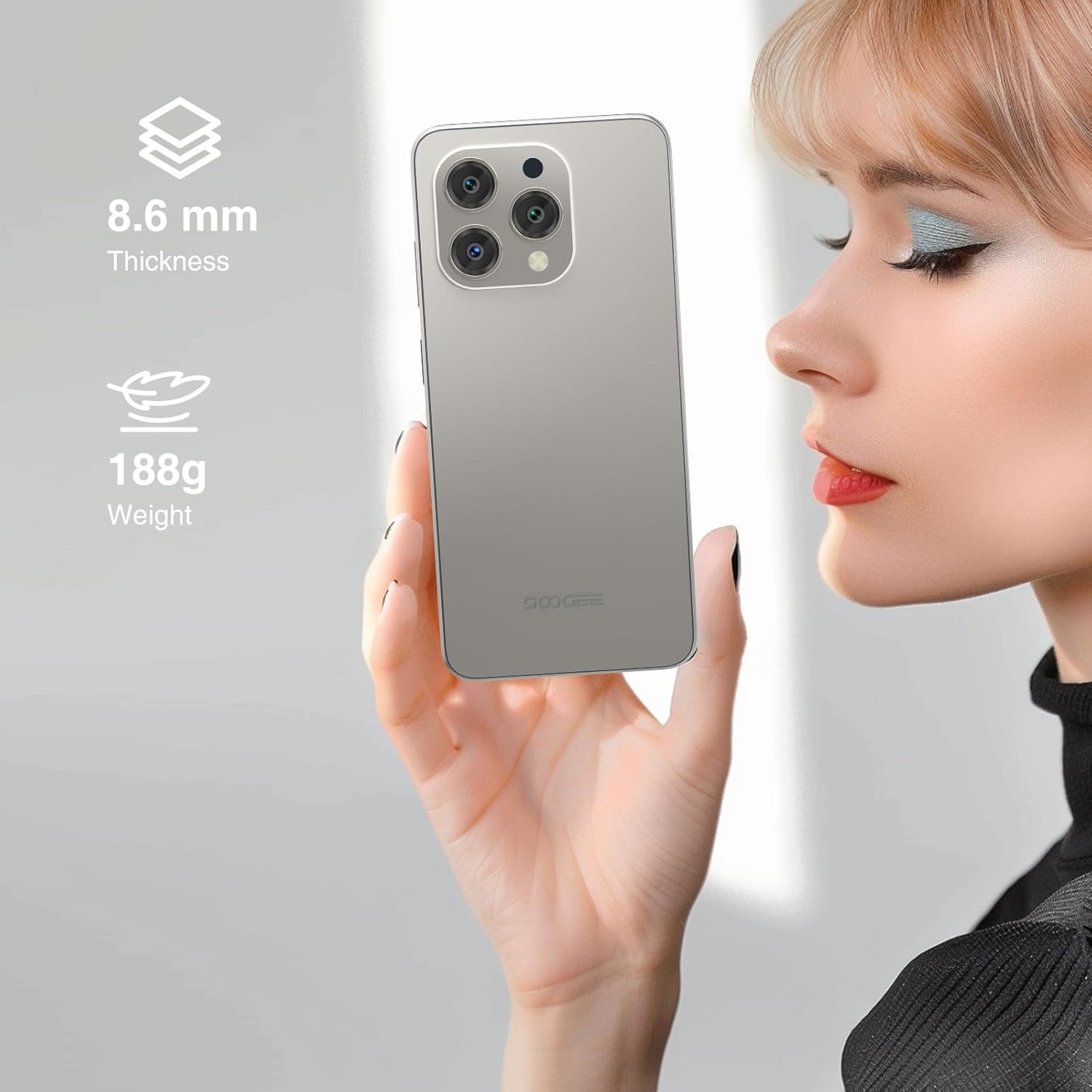 DOOGEE N55 Android 14 Teléfono móvil,9GB+128GB Expandible 1TB Teléfono Android,6.56" HD+ 90Hz Teléfono móvil Desbloqueado,5150mAh Batería,13MP+8MP,Dual SIM 4G Teléfono,Face Unlock,OTG/T-Mobile