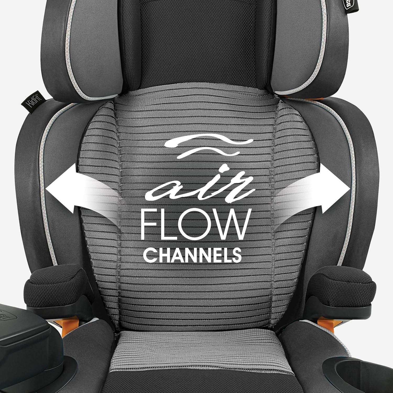 Chicco - KidFit Zip Air Plus 2 en 1 asiento elevador de posicionamiento para coche – Q Collection, negro/gris