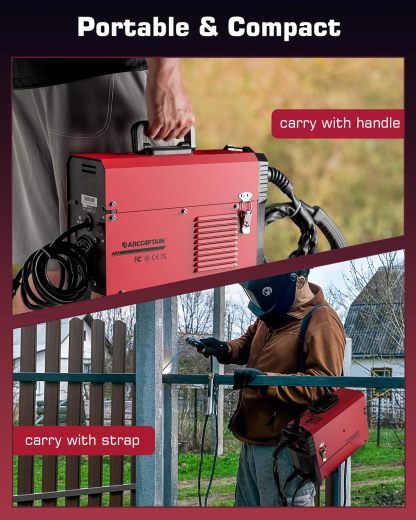 ARCCAPTAIN MIG Soldador, 200 amperios 6 en 1 gas MIG/núcleo de flujo sin gas MIG/Stick/Lift TIG/soldadura por punto/pistola de carrete 110 V/220 V de aluminio multiproceso máquina de soldadura con
