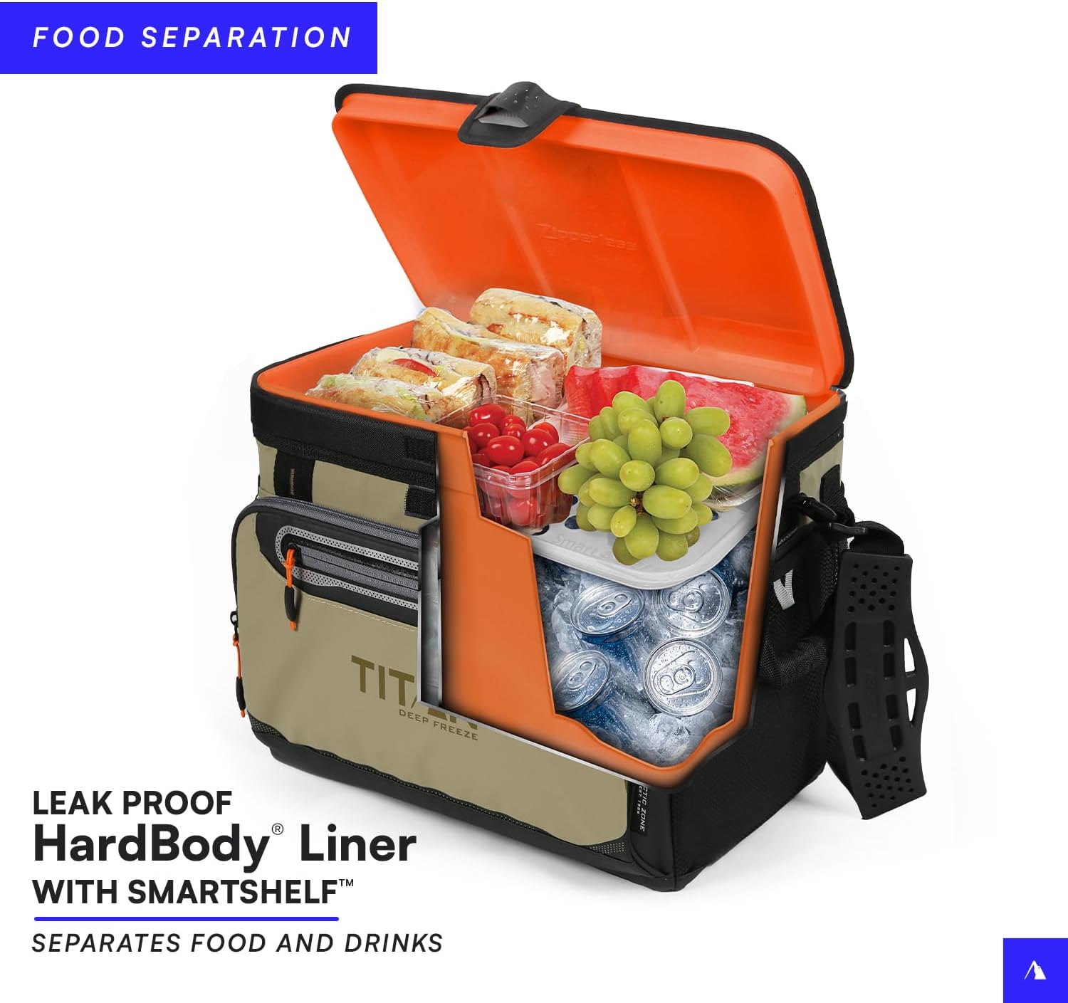 Congelador Arctic Zone Titan, 48 latas, congelador rígido sin cremallera, congelador verde musgo con aislamiento de congelación profunda, revestimiento rígido y SmartShelf-----Abridor de botellas