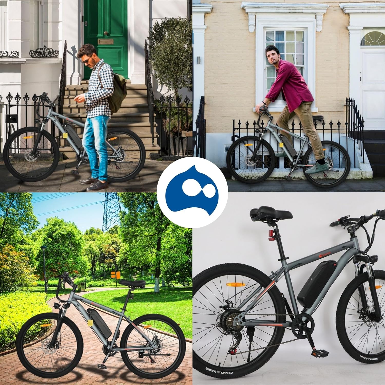 Bluelander Bicicleta Eléctrica para Adultos, Bicicleta Electrica Rodada 26, Velocidad Máxima de 32 km/h, 7 Velocidades, Potencia del Motor de 36 V/350 W, Pantalla, Frenos de Disco