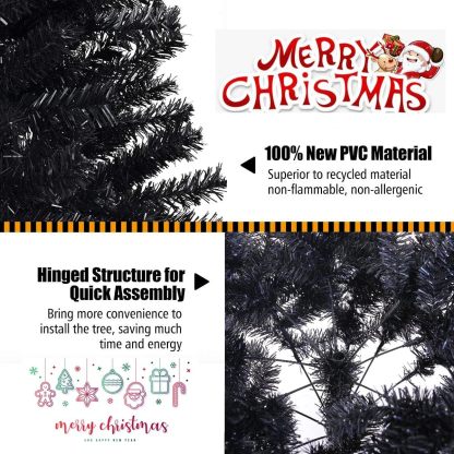 KTKDE Árbol de Navidad artificial de abeto de 7 pies, árbol de Navidad verde realista con 1.450 puntas de árbol, 300 postes de luz LED alimentados por pilas, pentáculo dorado de 7.8 pulgadas, perfecto