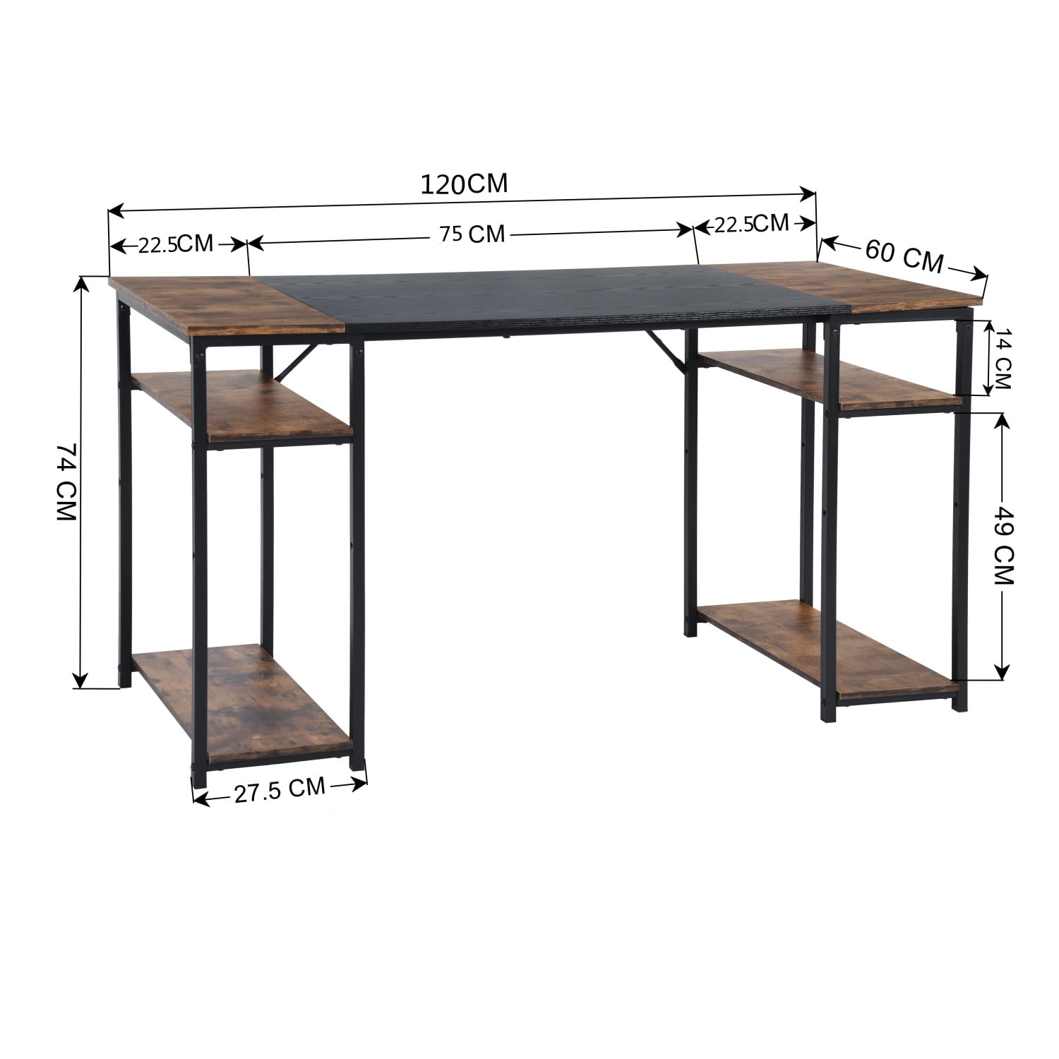 Escritorio Grande 140cm Color Madera con Negro,con Bolsa de Almacenamiento