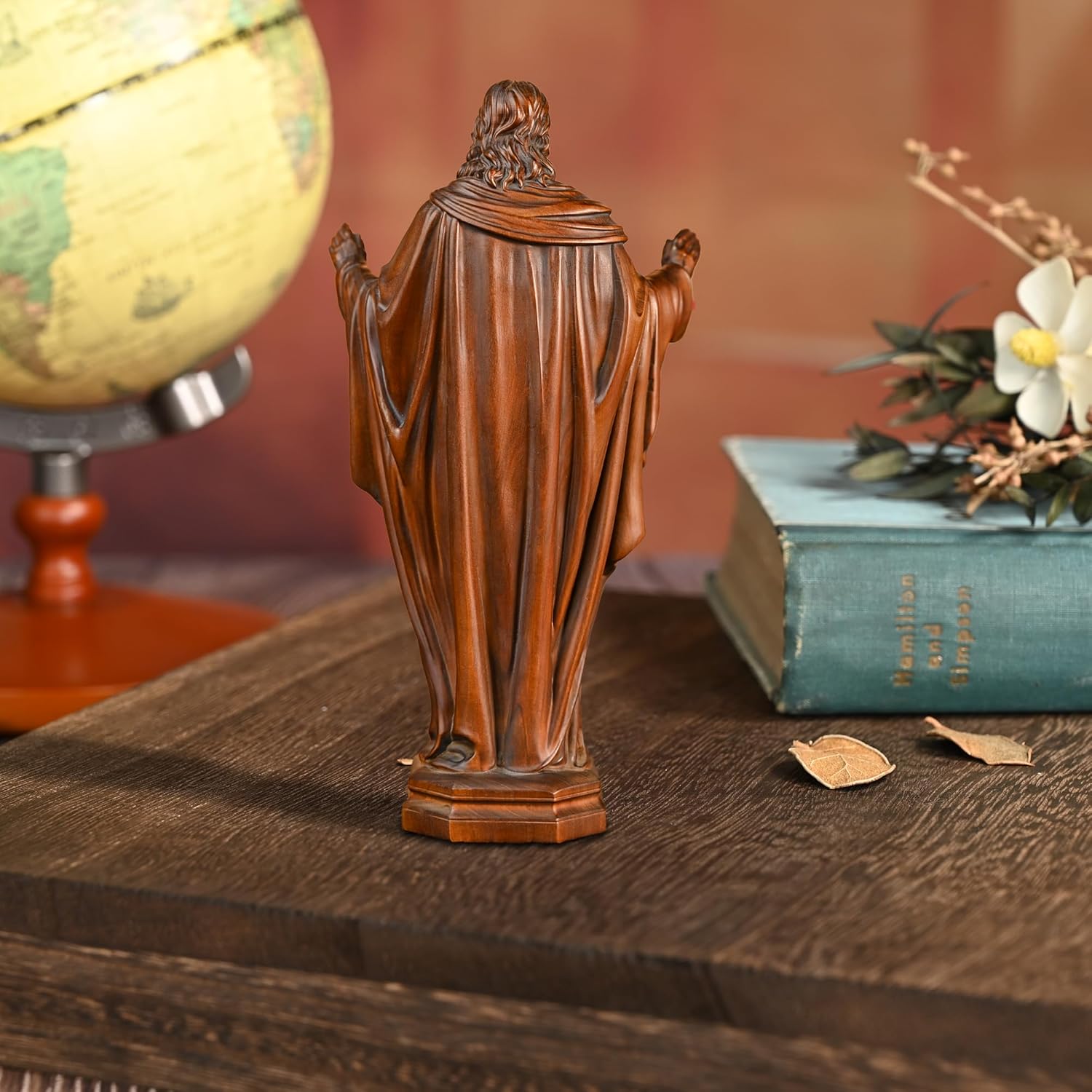 BGCOPPER - Estatua de madera de Virgen María, adorno de figura virgen católica, regalo religioso para decoración del hogar, Navidad, 8.6 pulgadas