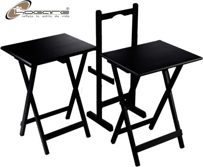 Hogare Mesas Plegables De Servicio con Base, Mesa, Mesa Auxiliar, Mesita, Juego de Parota (Chocolate)